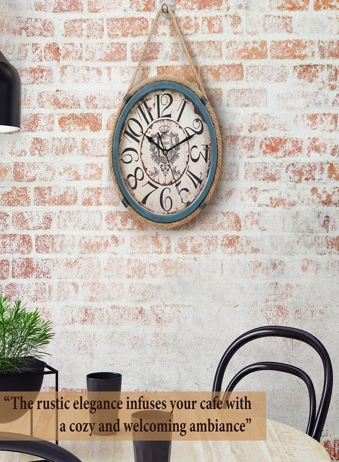 ABOUT SPACE Wall Clock for Home - 11 inch Vintage Rope Hanging Analog Clock Retro Persian Themed Ivory Finish for Living Room, Bedroom, Dining Room, Cafe, Restaurant, Farmhouse (Metal - Blue) - Image 5